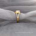 Lovely Design 925 Silver Gold Plaited Heart Shape Zirconia Engagement Ring for Female